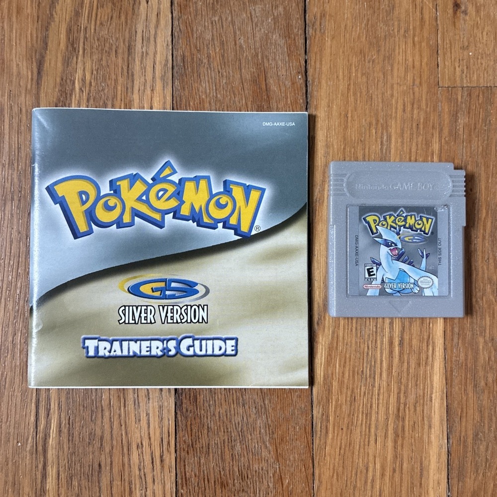 Pokemon Silver Nintendo Gameboy Color Cartridge - Dry Battery - AND Manual!